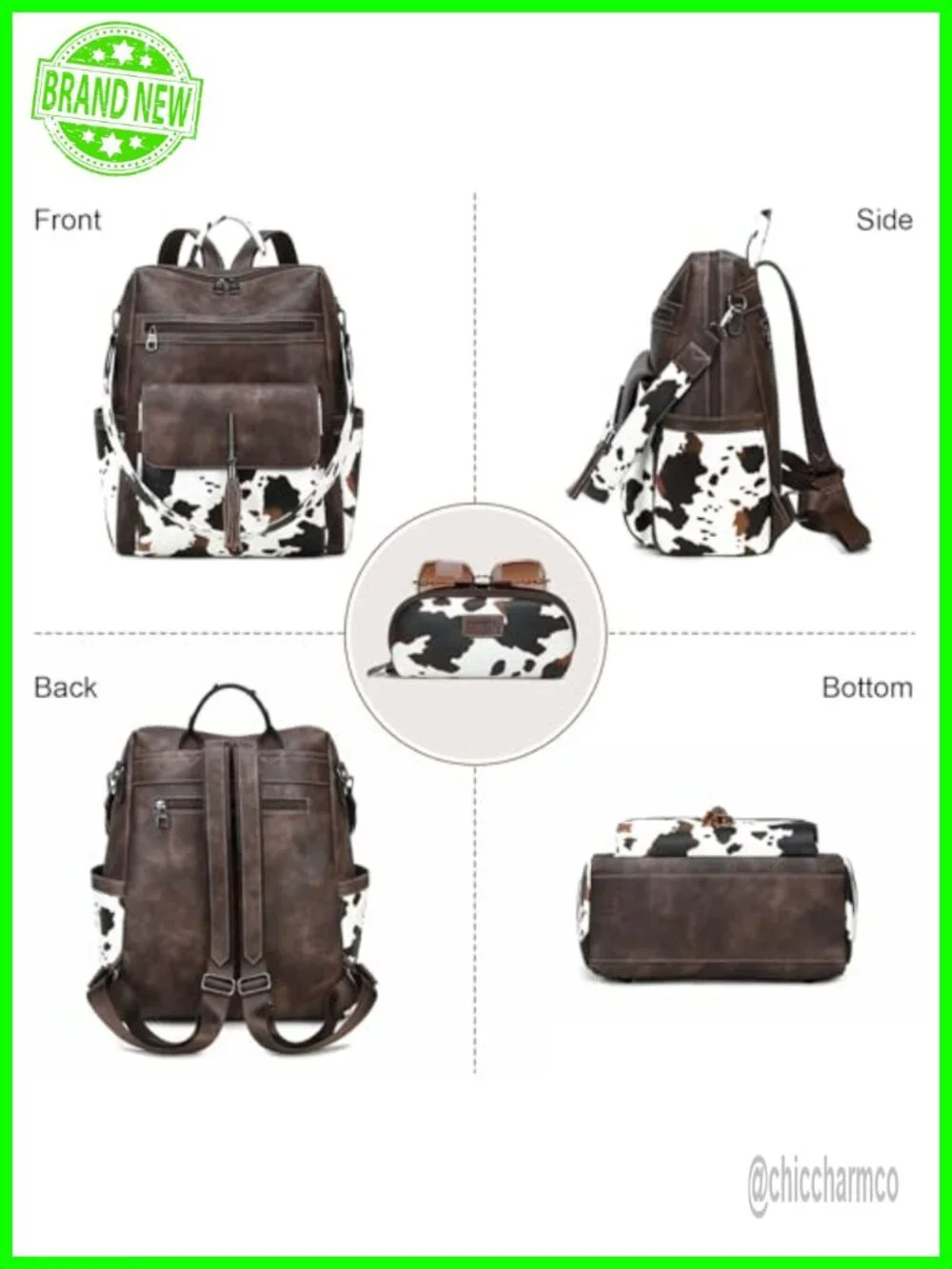 PU Leather Backpack Purse for Women Tassel Large Casual Daypack